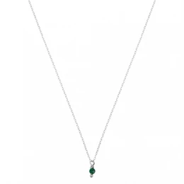 Scorpio zodiac sign gemstone necklace with a pendant featuring a dark blue gemstone and a constellation design.