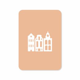  Cards with text depicting houses in a minimalist style.