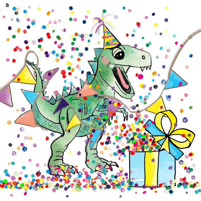 Biglietto D'auguri 15x15 Cm Con Dinosauro: Originale, Ecologico E Fatto In Spagna - 4