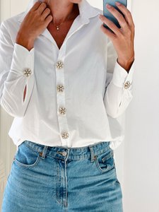 SIGNE - WIT Bloem Knop Charm Gold