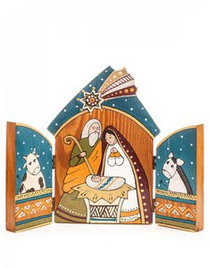Met de hand beschilderd houten kerststalhuis