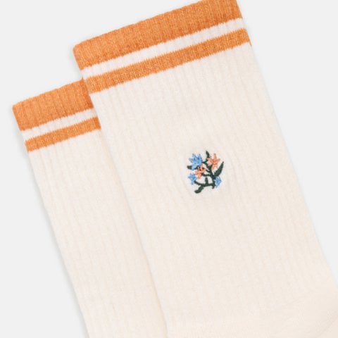 Bio Socken Plant - Naturweiße Tennissocken mit Stickerei, Pflanze