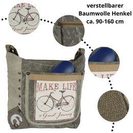 Bolso bandolera de mujer Sunsa. Bolso de lona (canvas) y cuero. Bolso bandolera de estilo vintage. Bolso bandolera grande para mujer.