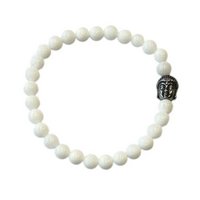 Damenarmband aus weißer Jade mit Buddha-Perle