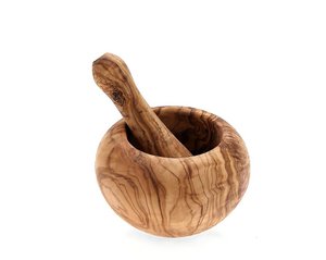 Olive wood mortar and pestle L 12cm