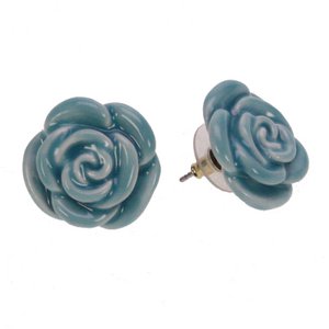 Earrings plug rose turquoise enamel