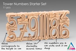 Startsæt med staknumre (11 stk.) | RE-Wood® nummer byggeklodser pædagogisk legetøj