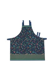  Blue apron with floral pattern, 85x88cm in size, suitable for kitchen use.