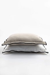 Linen black needled cushion cover/pillowcases in various sizes, including 16"x16", 18"x18", 20"x20", 24"x24", 12"x20", 16"x24", 20"x28", and 20"x35".
