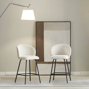 Yasin Bar Stools [Set van 2] [Boucle Fabric] [65 cm]