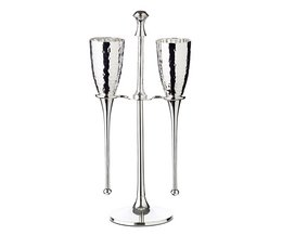 Elegant champagne flutes with a tall, slender design and a decorative stand. Made of high-quality crystal glass with a polished finish.