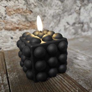 Candl LED kubus + timer black 8.5cm (79018)