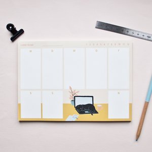 Cat weekly planner in A5 format