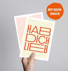 I love you, Typo, postcard with neon printing