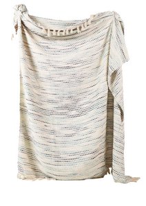 Light Beige Crochet Plaid / Sofa Throw – Striped Pattern with Fringes – 120×180 cm – Urbane Hide