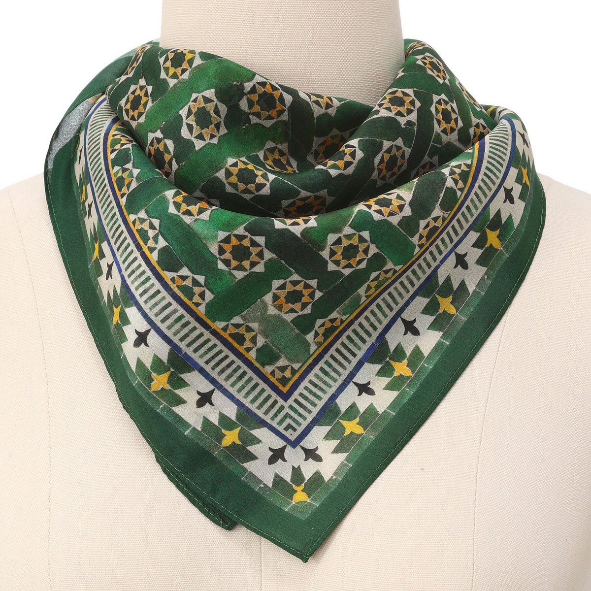 Green Square Scarf Silk