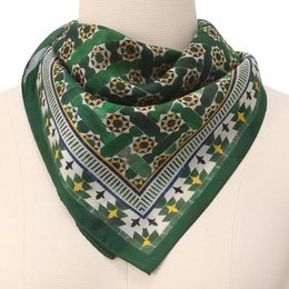 Green Square Scarf Silk