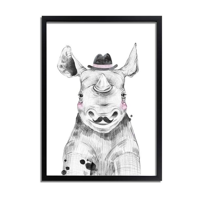 Neushoorn Kinderkamerposter Hoedje