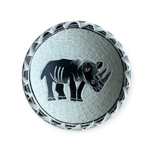Mini Rond Schaaltje Neushoorn Kisii steen Zwart/Wit
