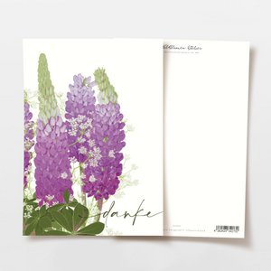 Thank you card with purple wildflowers, FSC certified