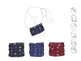 Vibrant red scarf with allover llama print pattern, made of soft, breathable fabric for comfortable wear.