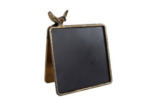 Kreidetafel Monique aus schwarz-goldenem Metall