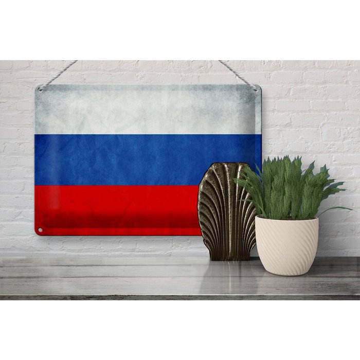 Compra Targa in metallo Bandiera Russia 30x20 cm Bandiera della
