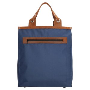 Shopping bag leather handle blue