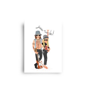 postcard - serie 'rock star family'- pregnant and cool