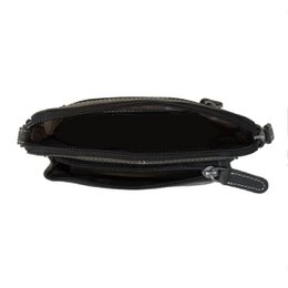 Schultertasche - Gürteltasche - Clutch aus schwarzem Büffelleder - 3 Farben Leder