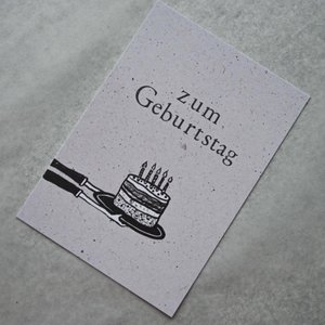 Small card "Happy Birthday" with illustration cake