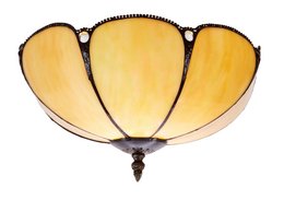 A large, round ceiling lamp with a diameter of 30cm, featuring a Virginia Series design in a warm, amber-colored glass shade.