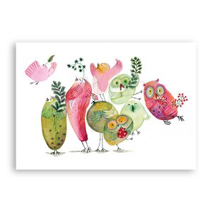 Double card with env. Christmas birdies