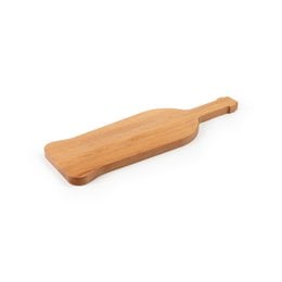 Wooden wine bottle cutting board, 47 x 15 cm, for cheese and charcuterie. Rectangular shape, natural wood material.