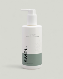 Moisturizing hair and body lotion with pump dispenser. Hydrating formula with natural ingredients.