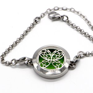 Aromatherapie-Armband – Abstrakter Schmetterling – Edelstahl-Design – Löschblätter im Lieferumfang enthalten – Aromatherapie-Zubehör – Geschenkidee