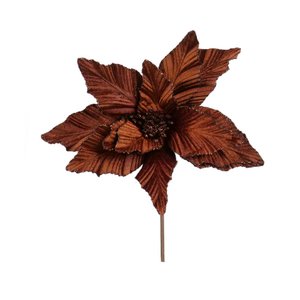 BRUIN FLUWEEL GLITTER KERSTSTER