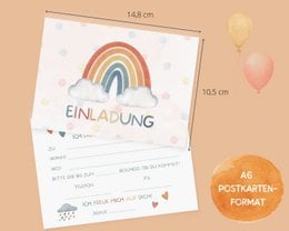 Regenboog uitnodigingskaart kinderfeestje of uitnodiging voor doop, communie, vormsel of jeugdwijding om de envelop in te vullen