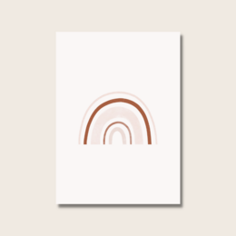 Colorful rainbow-shaped postcard with a minimalist design.