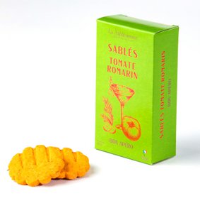 Tomato rosemary aperitif shortbread biscuits - 40g cardboard box