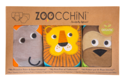 Zoocchini training pants for boys, size 3-4 years, featuring a safari-themed design with animal characters. Made of soft, absorbent material for comfortable potty training.
