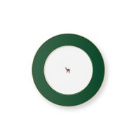 Plate Love Birds Deer Dark Green 26.5cm