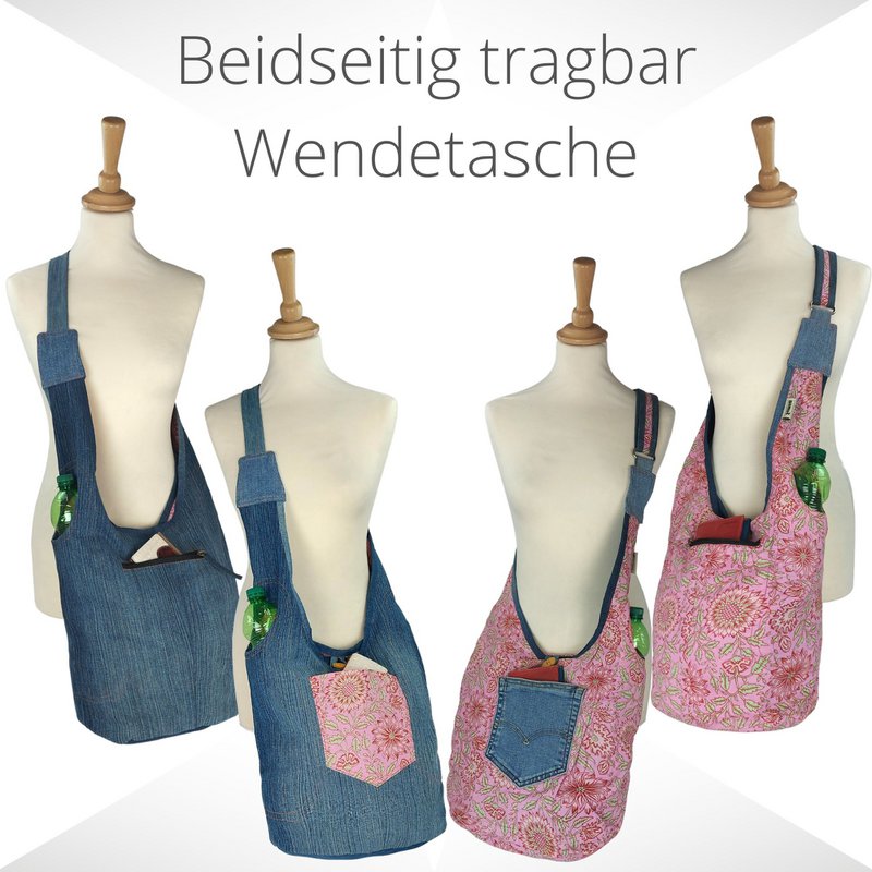 Bolso vaquero sostenible Sunsa. Bolso bandolera portátil de 2 caras. Bolso hobo. Bolso bandolera bohemio