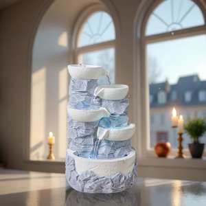 Binnenfontein - Ganda - Waterval met natuursteeneffect - Gekleurd ledlicht - Zen-decoratie en cadeau-idee