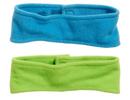 Aqua blue fleece headband, one size, made of soft, warm material.