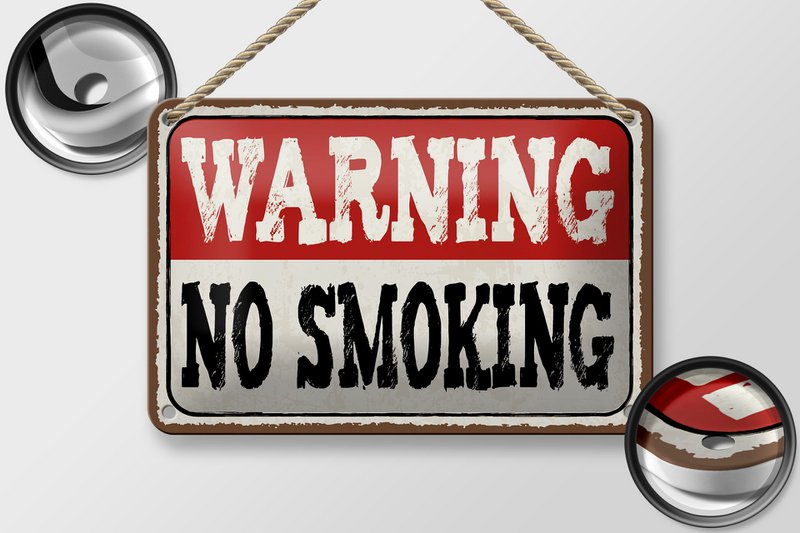 Tin sign note 18x12cm Warning no smoking decoration