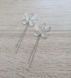 Lange, rhodinierte Schmetterlingsohrringe