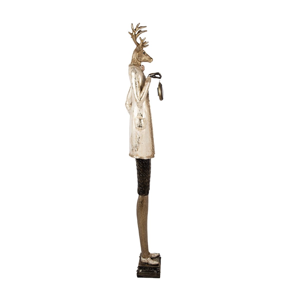Kerstdecoratie Beeld Hert 27x21x160 cm Beige Kunststof Klok