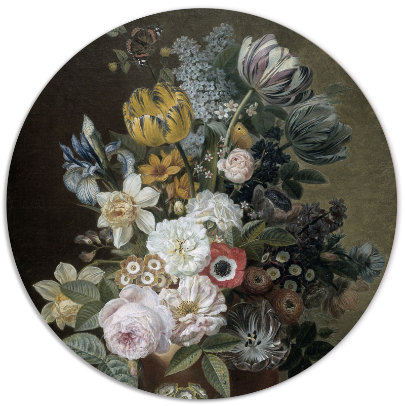 Muurcirkel Stilleven met Bloemen Ø12cm Forex
