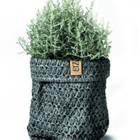 SIZO Knitted Paper Bag Schwarz mit wasserdichtem, biologisch abbaubarem Innenfutter